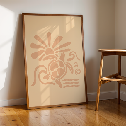 SURF TURTLE SUN POSTER