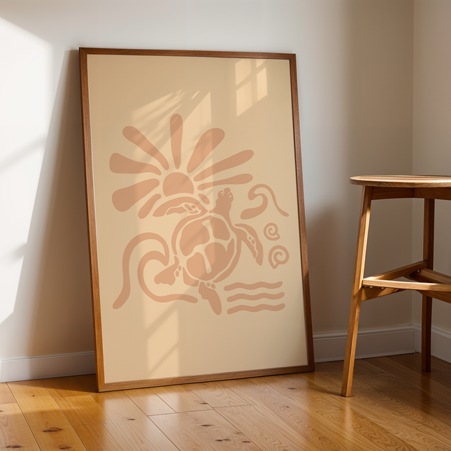 SURF TURTLE SUN POSTER