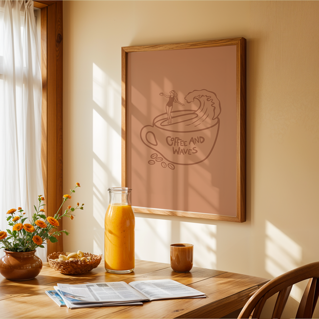 COFFEE AND WAVES POSTER