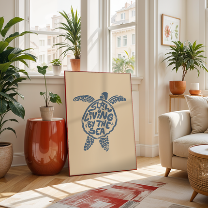 SLOW LIVING BY THE SEA POSTER