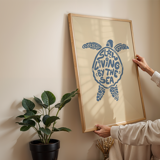 SLOW LIVING BY THE SEA POSTER