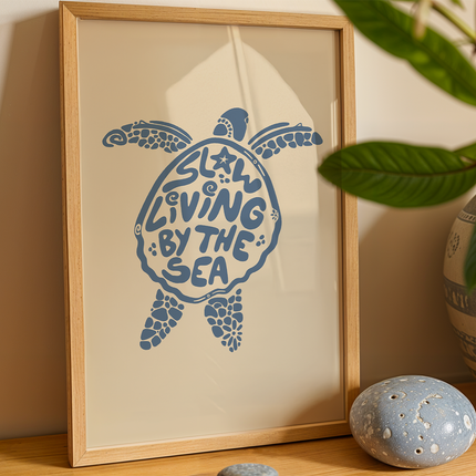 SLOW LIVING BY THE SEA POSTER