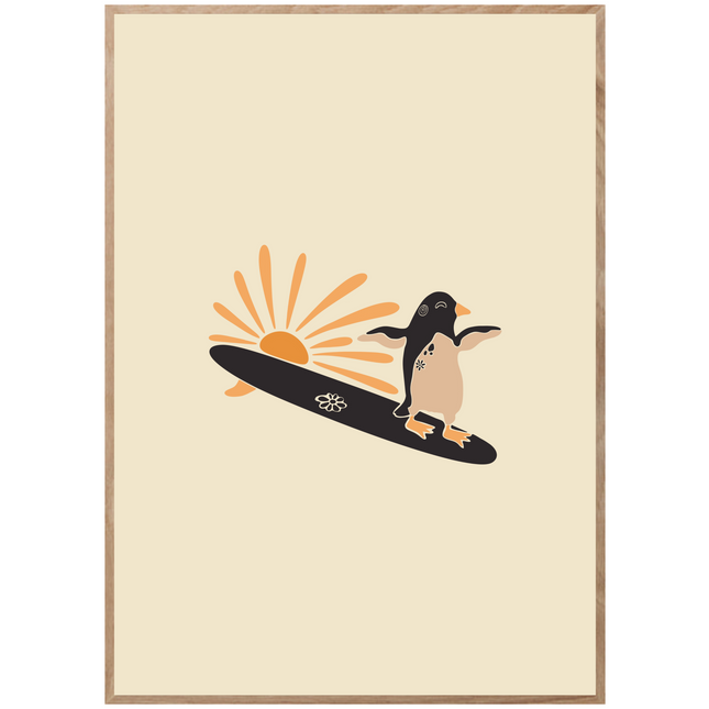 SURF AND SUN PINGUIN POSTER