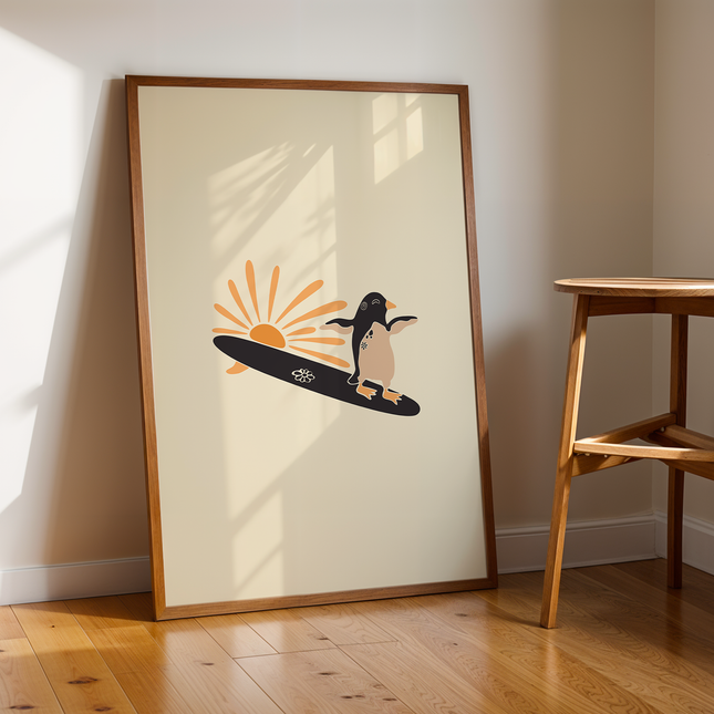 SURF AND SUN PINGUIN POSTER