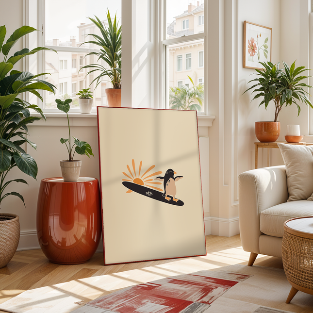 SURF AND SUN PINGUIN POSTER