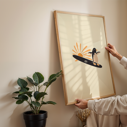 SURF AND SUN PENGUIN POSTER