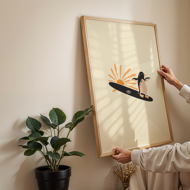 SURF AND SUN PINGUIN POSTER