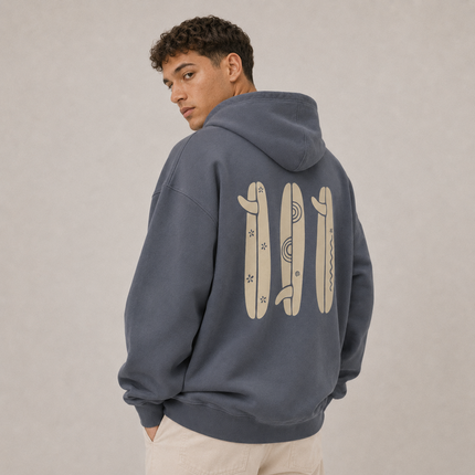 Felpa oversize con cappuccio Boho Surfboard