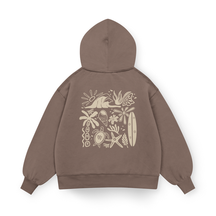 Felpa con cappuccio Oversized "Vibrazioni da spiaggia"