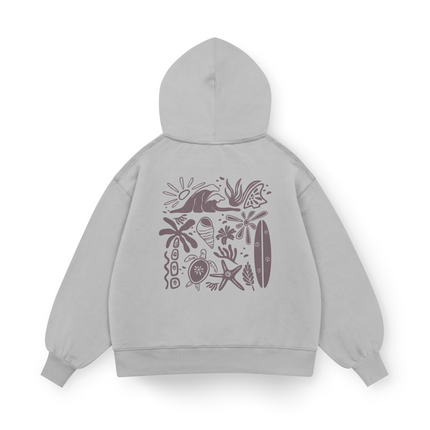 Felpa con cappuccio Oversized "Vibrazioni da spiaggia"