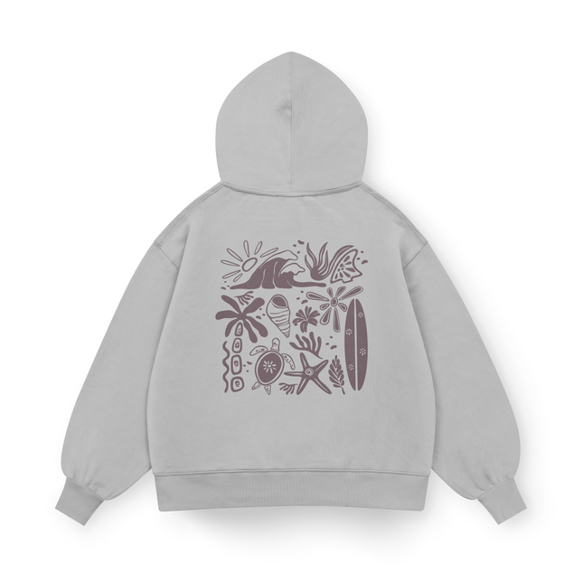 Felpa con cappuccio Oversized "Vibrazioni da spiaggia"