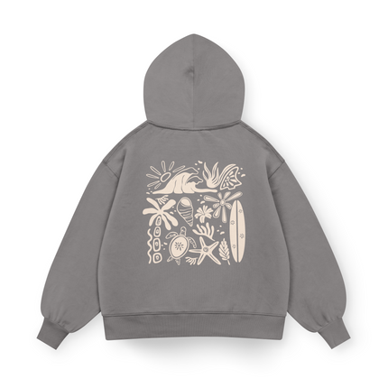 Felpa con cappuccio Oversized "Vibrazioni da spiaggia"