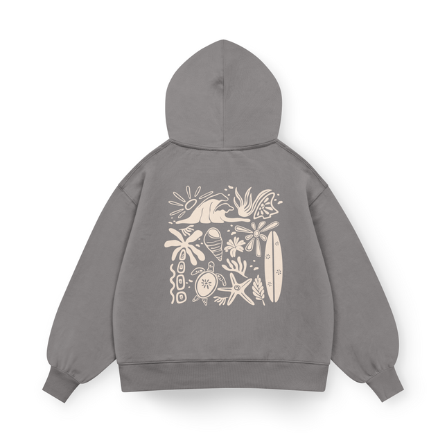 Felpa con cappuccio Oversized "Vibrazioni da spiaggia"