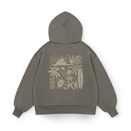 Felpa con cappuccio Oversized "Vibrazioni da spiaggia"