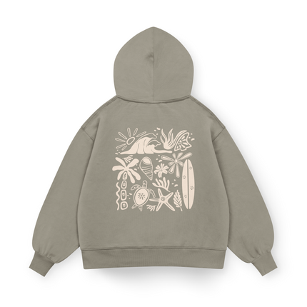 Felpa con cappuccio Oversized "Vibrazioni da spiaggia"