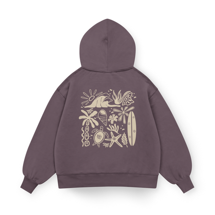 Felpa con cappuccio Oversized "Vibrazioni da spiaggia"
