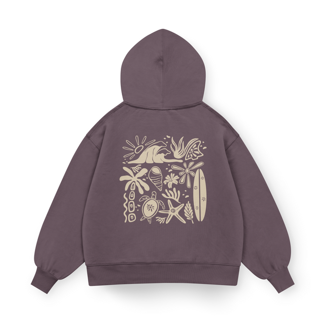 Felpa con cappuccio Oversized "Vibrazioni da spiaggia"