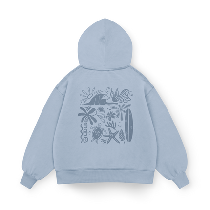 Felpa con cappuccio Oversized "Vibrazioni da spiaggia"