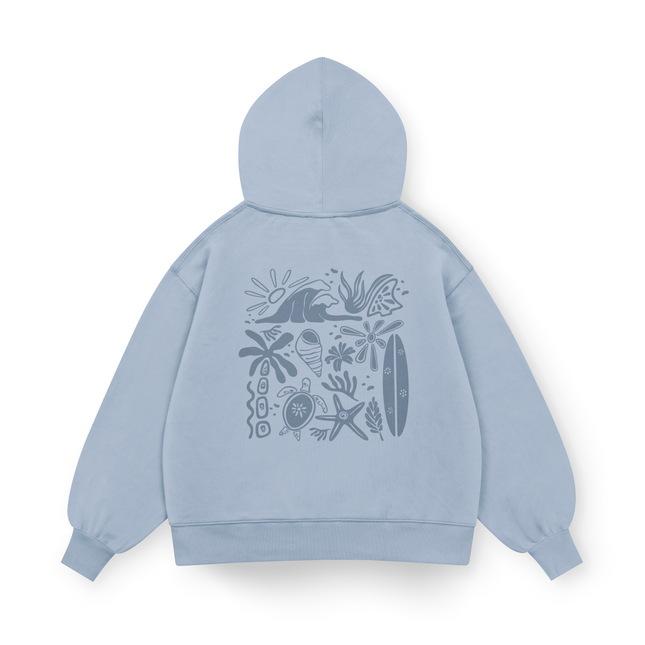 Felpa con cappuccio Oversized "Vibrazioni da spiaggia"
