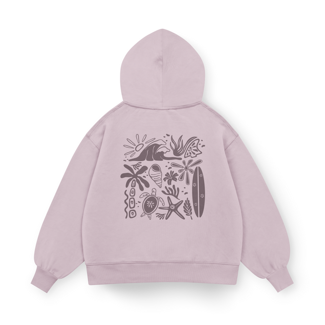 Felpa con cappuccio Oversized "Vibrazioni da spiaggia"