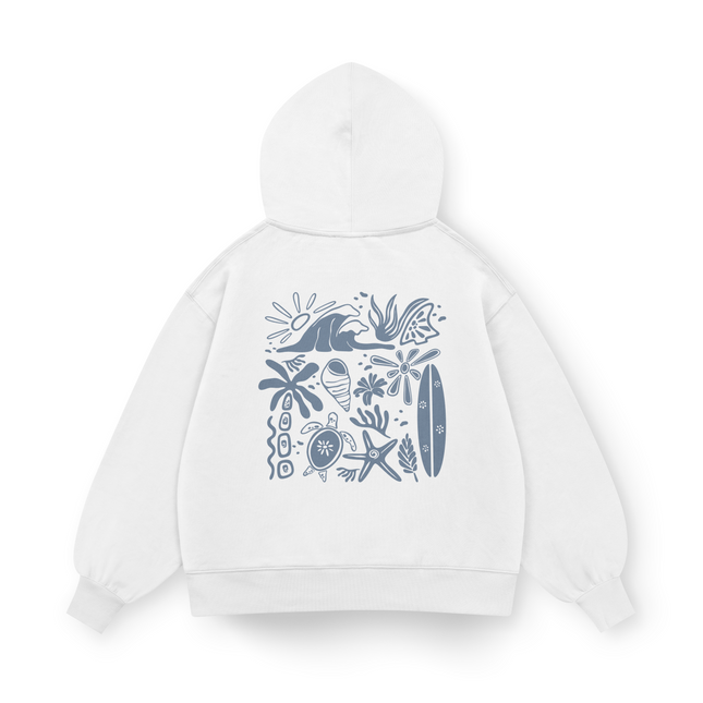Felpa con cappuccio Oversized "Vibrazioni da spiaggia"