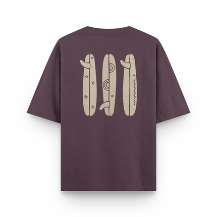 T-shirt Boho Oversize con Tavola da Surf
