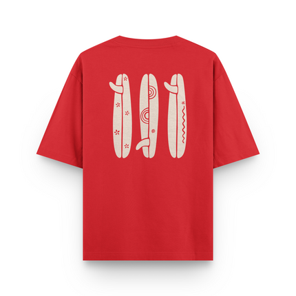 T-shirt Boho Oversize con Tavola da Surf